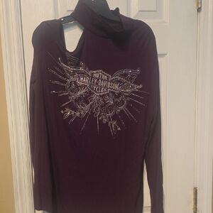 Harley-Davidson Women's Purple Blouse with Graphic Design